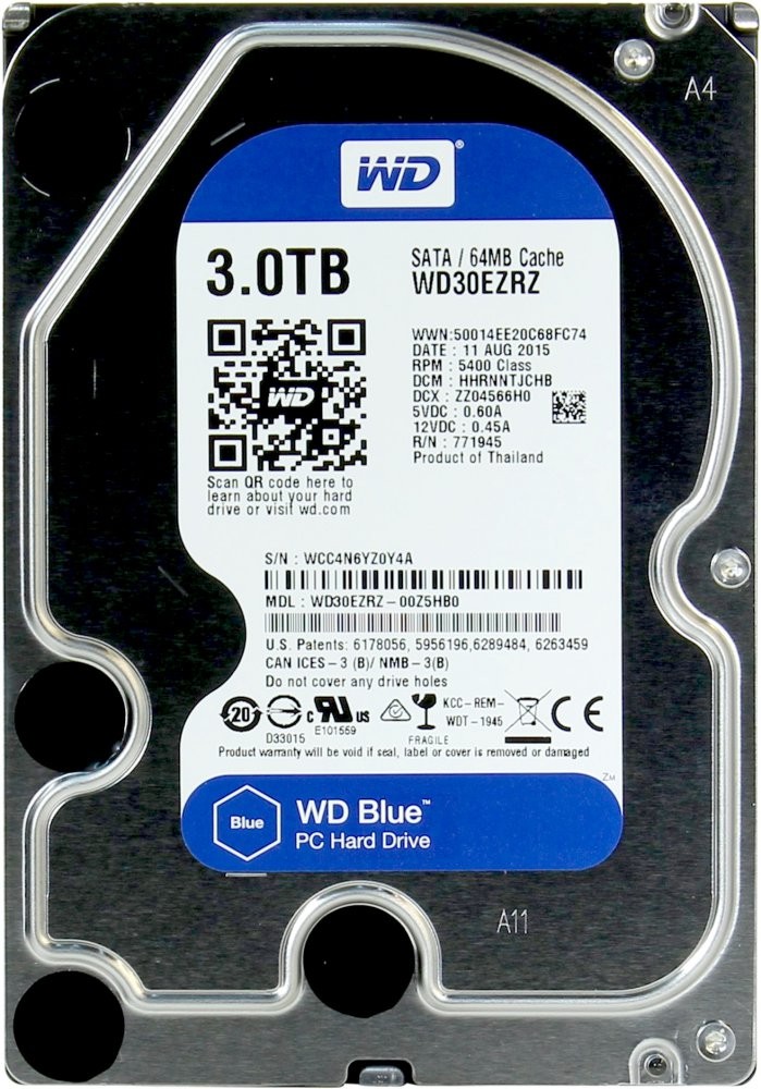 Жесткий диск 3Tb SATA III Western Digital Blue <WD30EZAZ> 64Mb 5400rpm