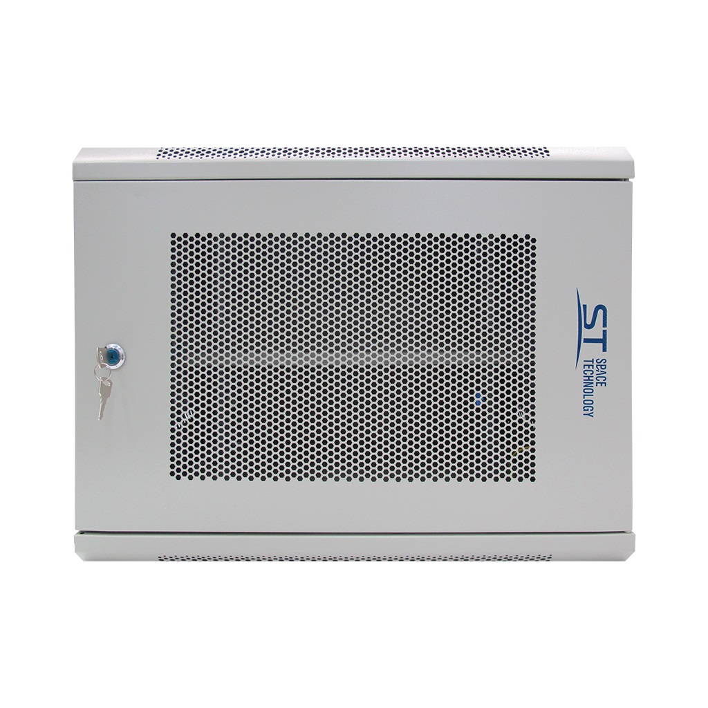 ST-NCP9U600(СЕРЫЙ) Шкаф 9U С ПОЛКОЙ 450*600*530мм (В*Ш*Г)(ПЕРФОРИРОВАННАЯ ДВЕРЬ)