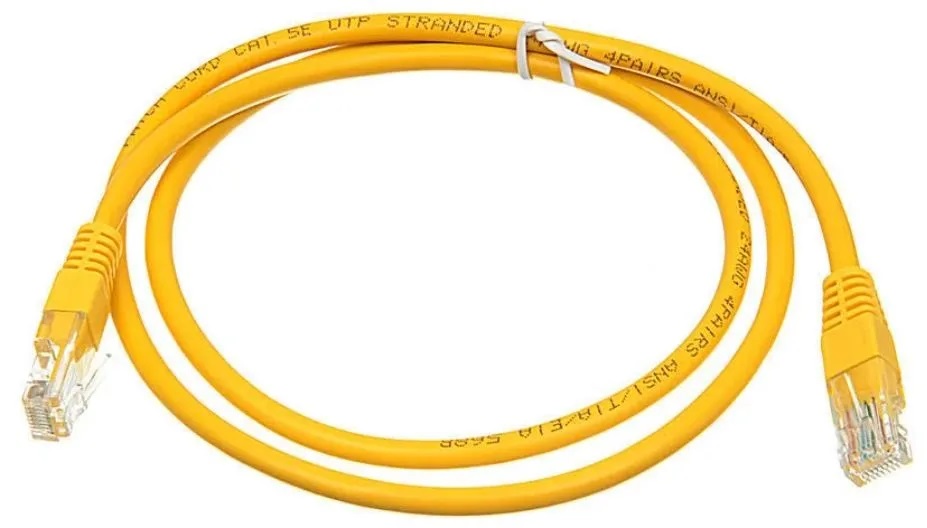 Патч-корд 1,0м UTP литой Жёлтый cat 5e (Омеднённый)