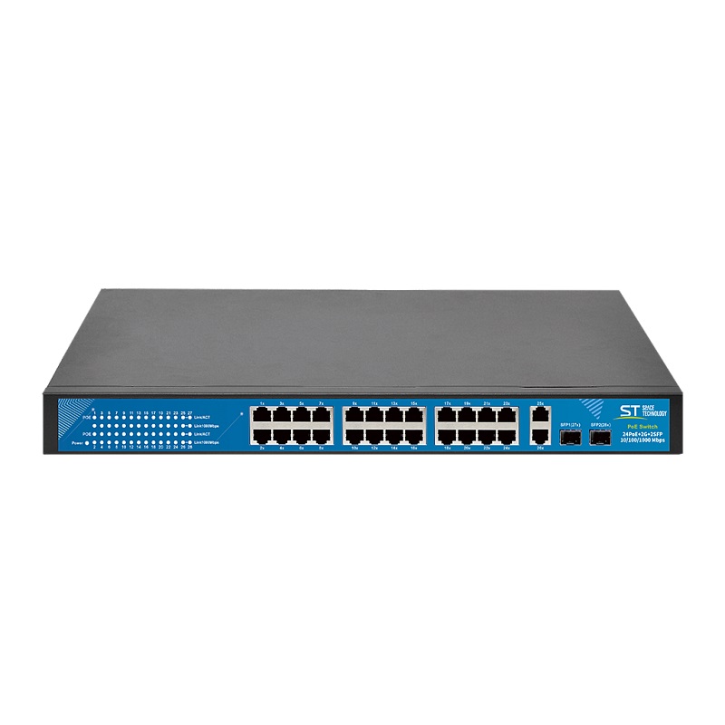 ST-S240POE (2G/2S/400W/AB) (ВЕРСИЯ 2) Коммутатор 24 портов PoE(15-30Вт*24)+2*Гбит/с+2*SFP