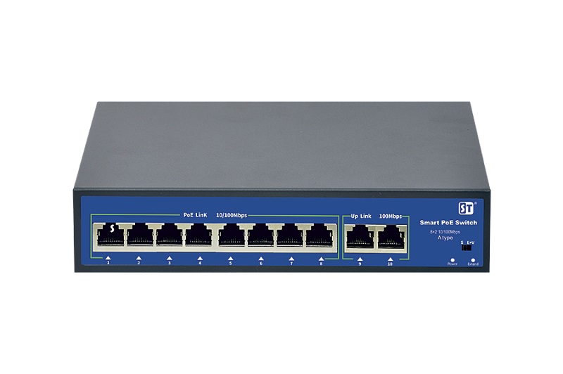 ST-S84POE (2M/120W/A) Коммутатор 8 портов PoE(15Вт*8)+2*100Мбит/с