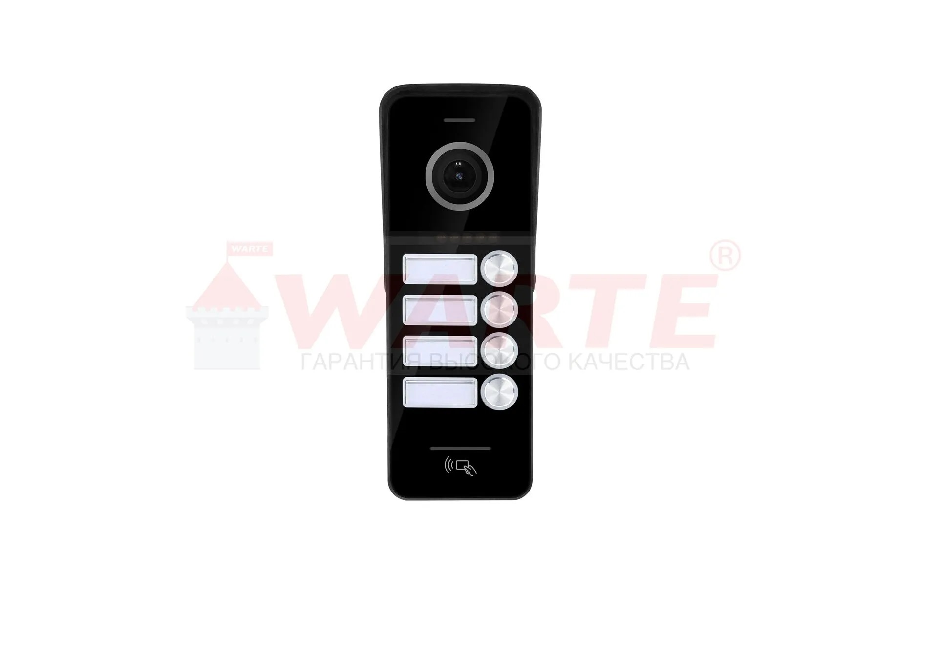 WARTE-DP-06-4PR (ЧЕРНЫЙ)(Mifare) MHD-H 2Мп Цветная вызывная видеопанель домофона на 4 абонента ИК-2м